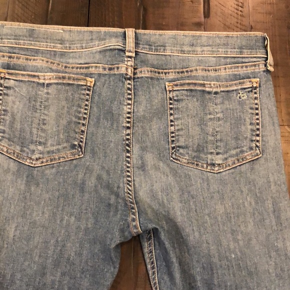 RAG & Bone Ankle Skinny Raw Hem Mid Rise Lighter Blue Denim Size 31 Soft Jeans - Picture 9 of 16
